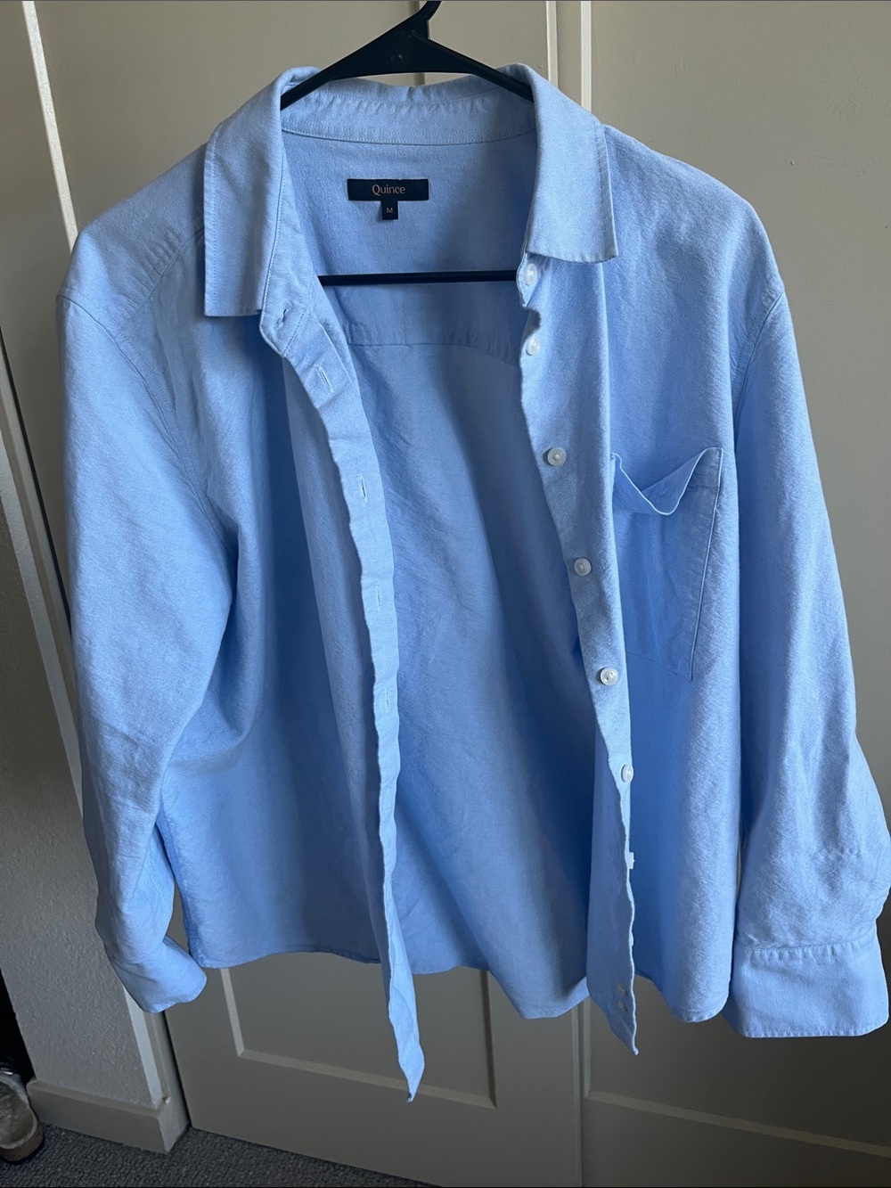 Quince Women’s Sky Blue Casual Button Down Shirt, 100% Cotton.